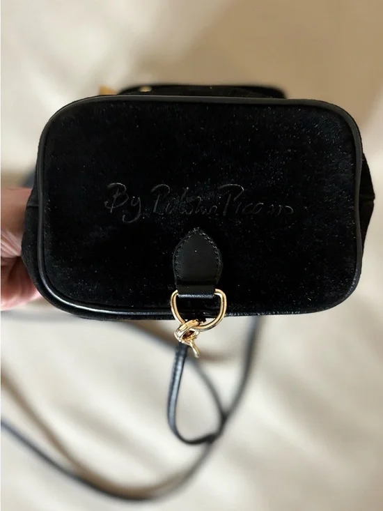 Paloma Picasso Black Suede Convertible Mini Backpack with Gold Hardware - Picture 4 of 6